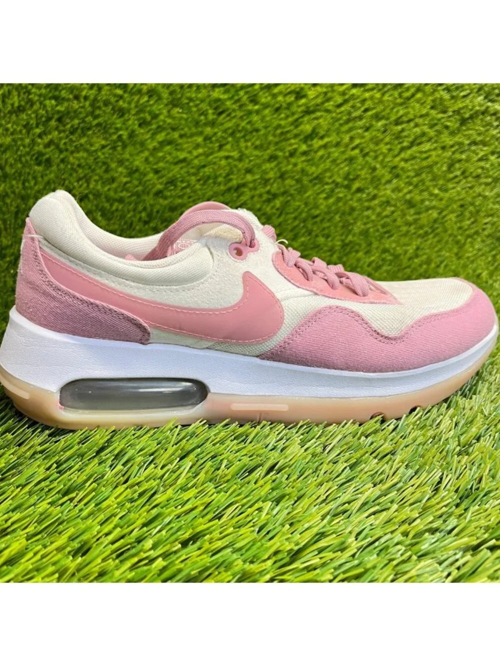 Nike Air Max Motif Girls Size 7Y Pink White Athletic Running Shoes Sneakers